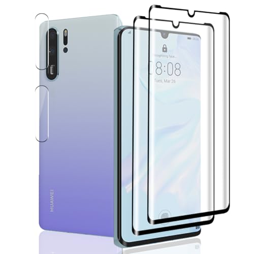 Jaavkkma 2 Piezas Protector Pantalla para Huawei P30 Pro Cristal Templado + 2 Piezas Protector Cámara, Dureza 9H/Sin Burbujas, Película Protectora para Huawei P30 Pro - HD Vidrio Templado