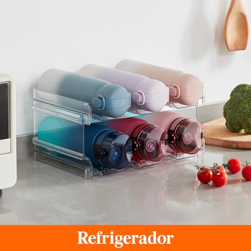 Miniatura 8 de Lifewit Organizador De Botellas De Vino Y Agua Apilable Para Armario, Frigorífico, Despensa - Portabotellas De Plástico Para Almacenar En Encimera, Armario, Oficina - Pack De 2