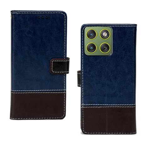 Image of amazon basics Moto Edge 70 5G Flip Cover | Card Pockets Wallet & Stand | Flip Cover for Moto Edge 70 5G (Blue Coffee)