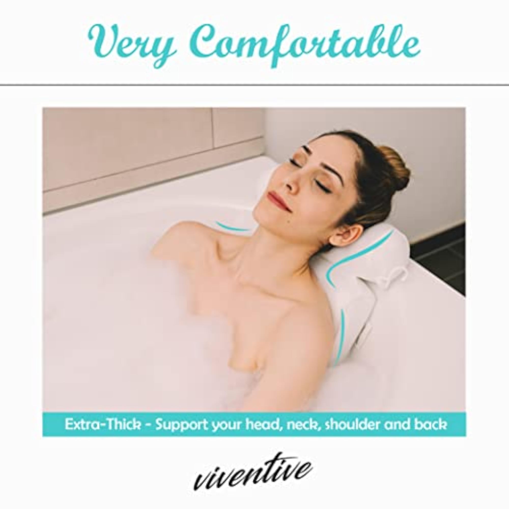 Luxury Bath Pillow for Tub, Non-Slip Design