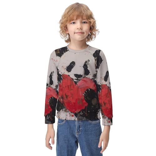 Panda HeartChildren's Casual Pullover Sweatshirt Loose Fit7-9Y