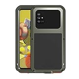 LOVE MEI for Sumsung Galaxy A51 5G Case, Hybrid Aluminum Metal Military Heavy Duty 360 Degree Full Body Protective Shockproof Dustproof Cover Case with Tempered Glass Screen Protector (Green)