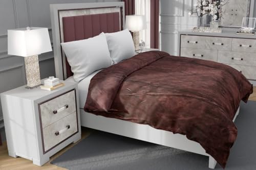 Image of Amazing Super Soft Double Bed Woollen Quilt Cover, 310TC Warm Duvet Cover, Woolen Duvet Cover /Rajai Cover /Blanket Cover /Quilt Cover King Size=90x100 Inches, Winter Blanket Cover (Chocolate)