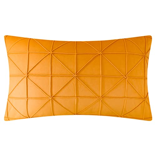 JWH Velvet Throw Pillow Cover Decorative Geometric Pillow Case Soft Pillowcase Plush Cushion for Bed Couch Bedroom Car Yellow 14x24 Inch