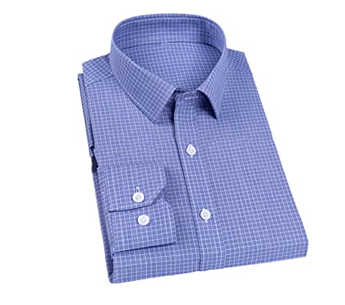 Chemise à rayures sans repassage homme manches longues coton Kiioouu XL