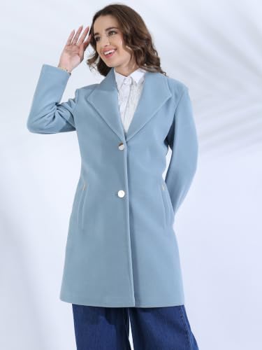 Image of PLAGG Women's Notched Lapel Long Overcoat