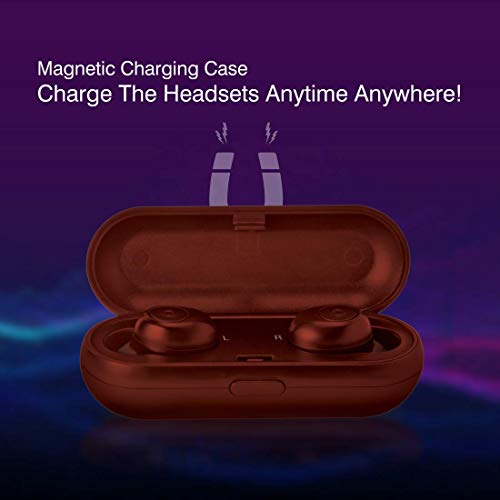 Image of iBall EarWear TW10 in-Ear Bluetooth Wireless Headphones with Protective Charging Case - Ruby Red