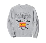 Valencia España Skyline Souvenirs Bandera España Hombres Mujeres Sudadera