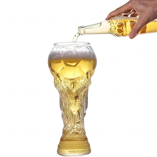 Beer Glasses for World Cup Football 2026, 800ml Souvenir Beer Glass, Clear Glass Trophy Cup Perfect for Parties