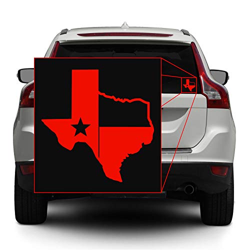 Image of TX Flag Shaped Like Texas [Pick Color] Vinyl Transfer Sticker for Laptop /Car /Truck /Window /Bumper (5 inch x 5 inch, Red)