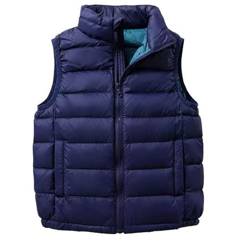 Kids Stand Collar Quilted Puffer Vest Thickened Warm Winter Sleeveless Puffy Outerwear Zipper Coats for Girls Boys 3-15 Years