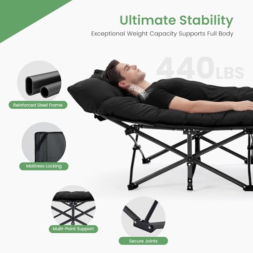 OLIXIS Foldable Camping Cot with Pad, Heavy-Duty Portable Bed - image 3
