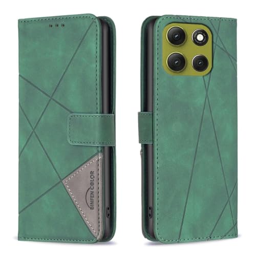 Étui Moto G52 vert : housse portefeuille à rabat en cuir