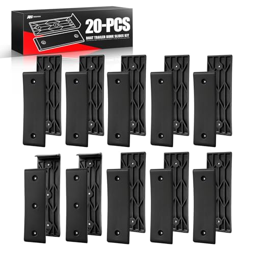 Rogierra Boat Trailer Bunk Slides Kit - 3" x 10" Bunk Slide Pads and Enders for Easier Launching & Loading, Boat Trailer Bunk Slicks-16 Pads (3"x10") + 4 Bunk Enders,20pcs