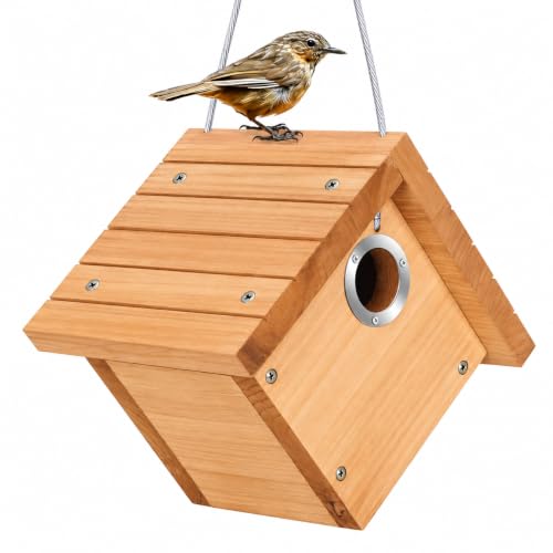 Gtongoko Wren House Birdhouse with Metal Guard (1-Pack)