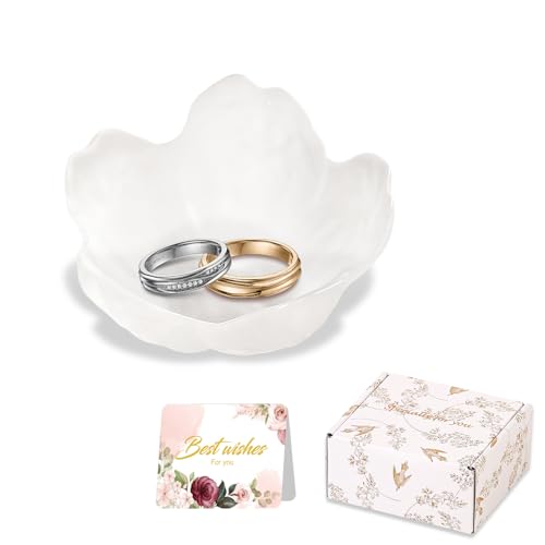 Image of Gifts for Women Flower Jewelry Dish Ring Holder Jewellery Tray Vanity Organizer Room Decor Aesthetic Ring Holder Decorative Tray Trinket Dish Valentine's Engagement Birthday Gifts Stocking Stuffers