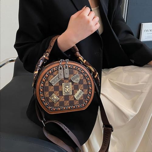 Image of Vintage Women's Bag,Round Crossbody Bag, Shoulder Crossbody Circle Tote Bag, Large Capacity Purse Handbag