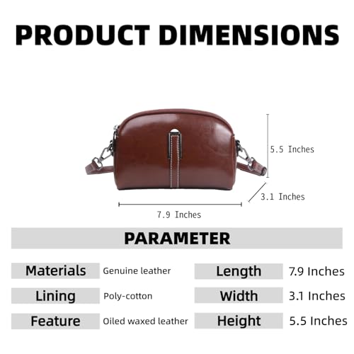 Genuine Leather Crossbody Bag for Women, Oil-waxed Cowhide Small Vintage Bag with Adjustable Strap for Daily Use and Travel2