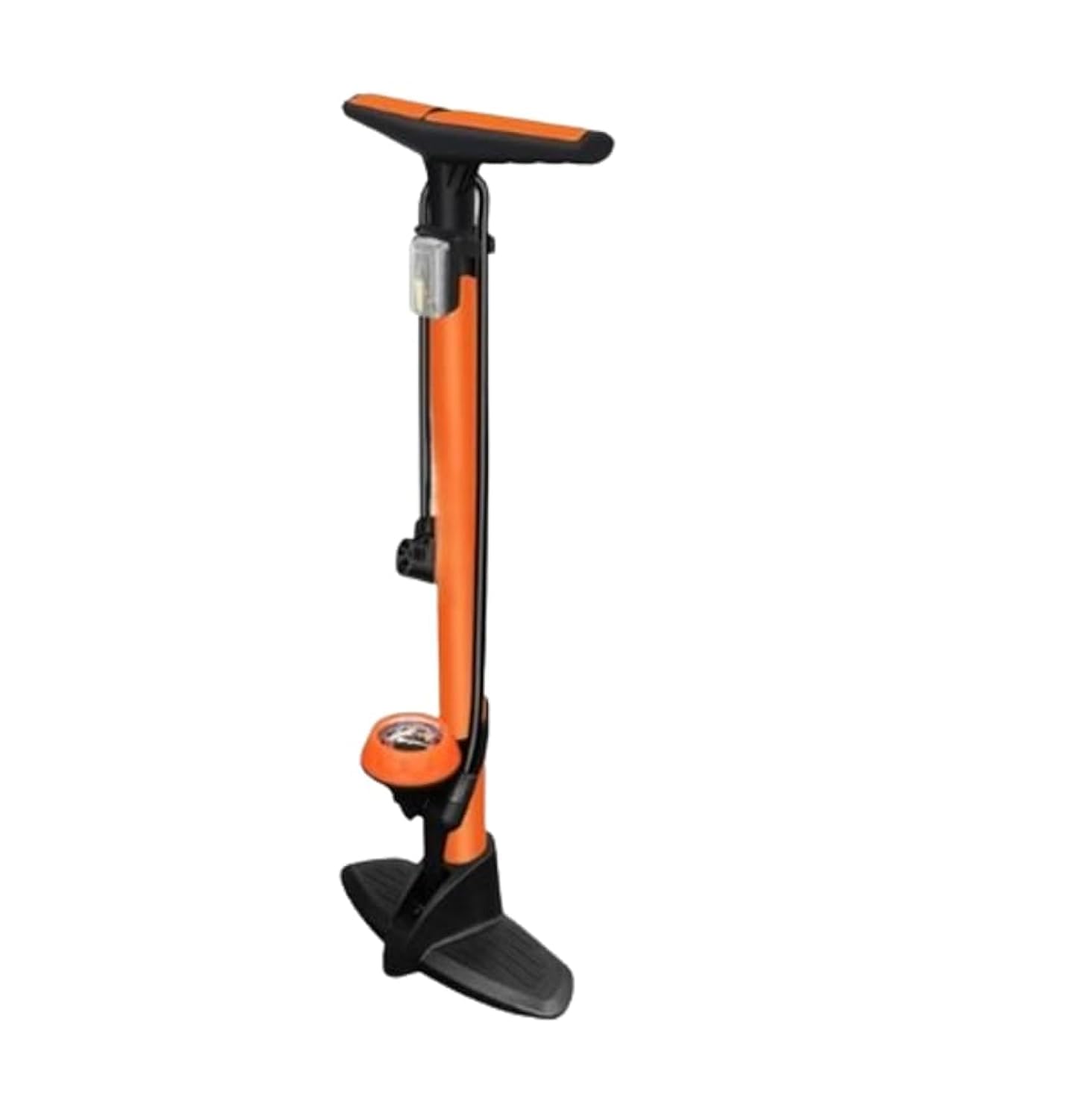 Pompa Verticale Arancione Manuale Da Pavimento Base Stabile Con Manometro Pressione 160 psi Due Adattatori Conici Per Pneumatici Bici Gonfiabili Motocicli