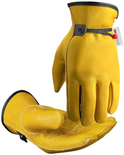 DULFINE Winter Leather Work Gloves for Menand Women,3M Thinsulate Lining for Cold Weather Work, Thermal Insulated Gloves