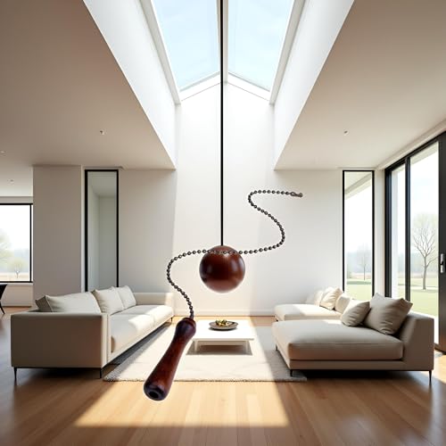 Image of Travet Fan Pull Chain Decorative Wooden Knob Pendant for Lighting Ceiling Fans Lamp,Dark Wood, 11.02 inch， Fan Accessories