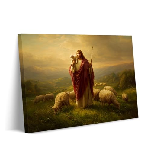 Art mural Jésus portant de l'agneau image de paix pour chambre