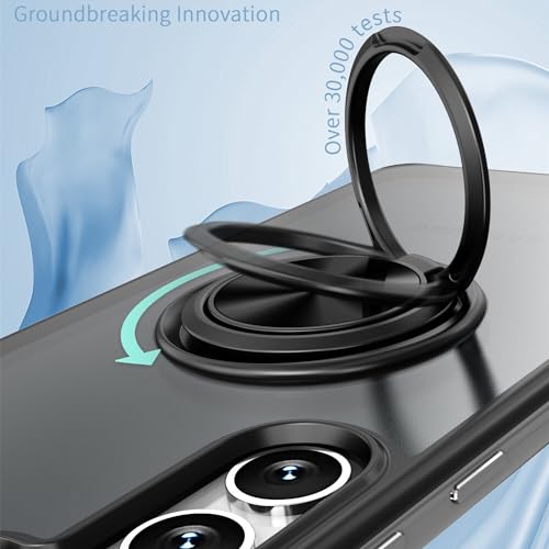Image of REALCASE Compatible with Samsung S22 Ultra / S23 Ultra Back Cover Case | Stylish Frameless Matte PC TPU with Magnetic Ring Stand Case Back Cover for Samsung Galaxy S22 Ultra / S23 Ultra 5G (Black)