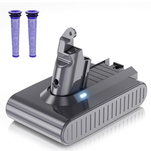 Maxofpowr 7000mAh V6 Battery Replacement Compatible with V6 Animal V6 Absolute V6 Motorhead V6 Fluffy SV03 SV04 SV05 SV06 SV07 SV09 VTC4 DC58 DC59 DC61 DC62 DC72 DC74 Vacuum Cleaner with 2 Filter