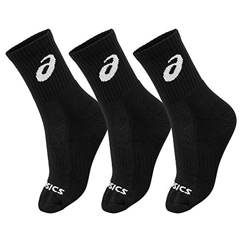 Meia Asics Tennis Socks 3 Pack Cano Médio - 34/38 (03 pares - Preta com Logo Cinza)-Preto/Cinza-SP