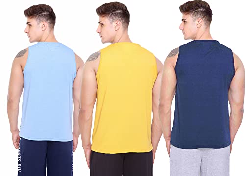 Image of Sleeveless Vest for Men || Tank Top Sando || Workout Tshirts || Sports Vest || Goa Beach Wear Swimming T-Shirt || Running Tops || Gym Vest for Men || Pack of 3 ||