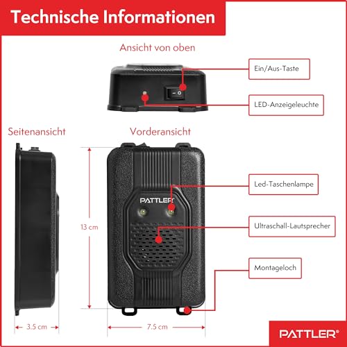 PATTLER® Marderschreck Auto mit Blitzlicht - Marderabwehr mit Flexible Stromversorgung - 12V Autobatterie… – Ansicht 2