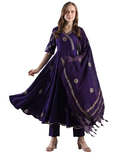 Kurta pour femme avec imprimé Anarkali ensemble pantalon dupatta en viscose
