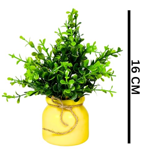 Image of Dekorly 4pcs Artificial Pot Flowers Small Fake Plants with Pot Mini Potted Plants for House Office Tabletop Decoration (Yellow)