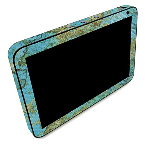Image of MightySkins Carbon Fiber Skin Compatible with Amazon Echo Show 8 (Gen 2) - Teal Marble | Protective, Durable Textured Carbon Fiber Finish | Easy to Apply | Made in The USA