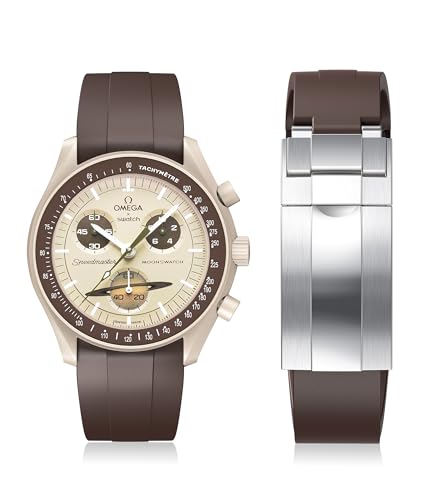 Image of Strap for Moonswatch Watch,Cut to Size No Gap Silicone Strap for Omega X Swatch Speedmaster Moonswatch Watch 20mm,Soft Curved Replacement Strap for Swatch Omega Men Women