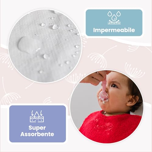 MIMUSELINA Bavaglini Asilo con Elastico Confezione da 5 - Bavaglini Impermeabili con Elastico in Spugna per Asilo e per Promuovere l’Autonomia - Bavaglini Grandi Lavabili con Interno Impermeabile