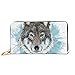 Produktbild JHGFG Mode Handtasche Reißverschluss Brieftasche Realistische Wolf Stilisierte Kunst Telefon Clutch Geldbörse Abendkupplung Blockieren Leder Brieftasche Multi Card Organizer