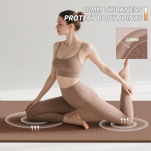 Foldable Fitness Yoga Mat | 2/5" (10MM) Extra Thick | SGS Certified Non-Slip TPE | 75x26" Extra Long-Wide | Portable & Easy Store | for Yoga, Pilates, Home Gym & Full-Body Workouts - Image 6