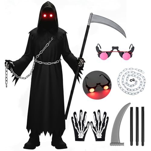 Xtinmee Grim Reaper Costume Scary Halloween Outfit for Adult with
