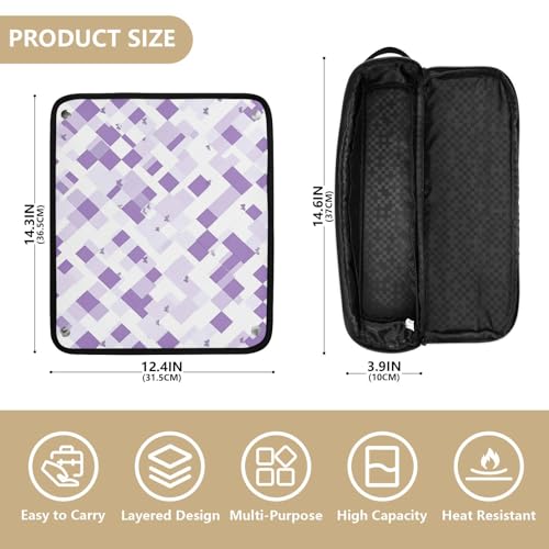 Bolsa de viaje para herramientas de cabello con tapete resistente al calor, organizador para planchas, rizadores y herramientas de peluquería, diseño con mariposas blancas y moradas miniatura 4