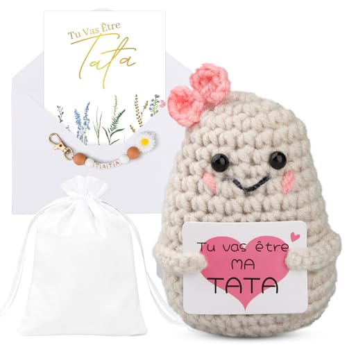 Idée Cadeau Annonce Grossesse pour Tata, Peluche Patate Tricotée avec Carte Tu Vas Être Tata et...