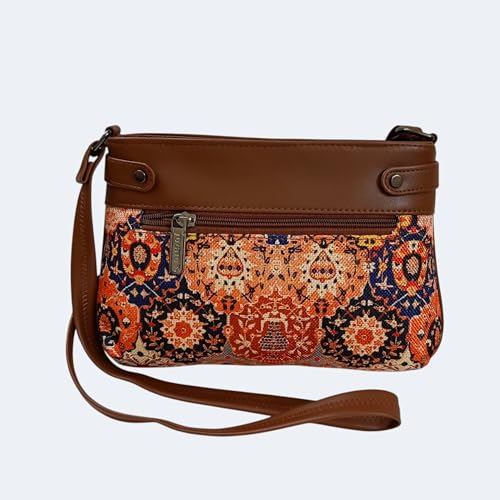 Image of JUGNU Sling Bag for Women, Jute Fabric, Crossbody Style, Slim Design, Multicolour, Medium Size, Lightweight, Adjustable Strap, Zipper Closure, 5 Pockets