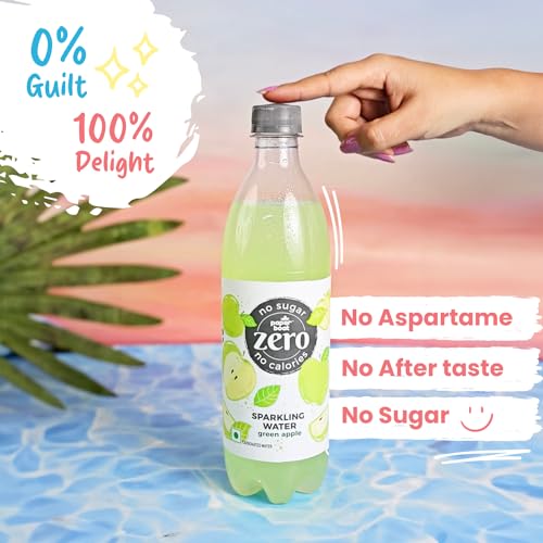 Paper Boat Green Apple Sparkling Water, Pack of 6, 600ml Each | Carbonated Water | Zero Sugar, Zero Calories I Sugar Free