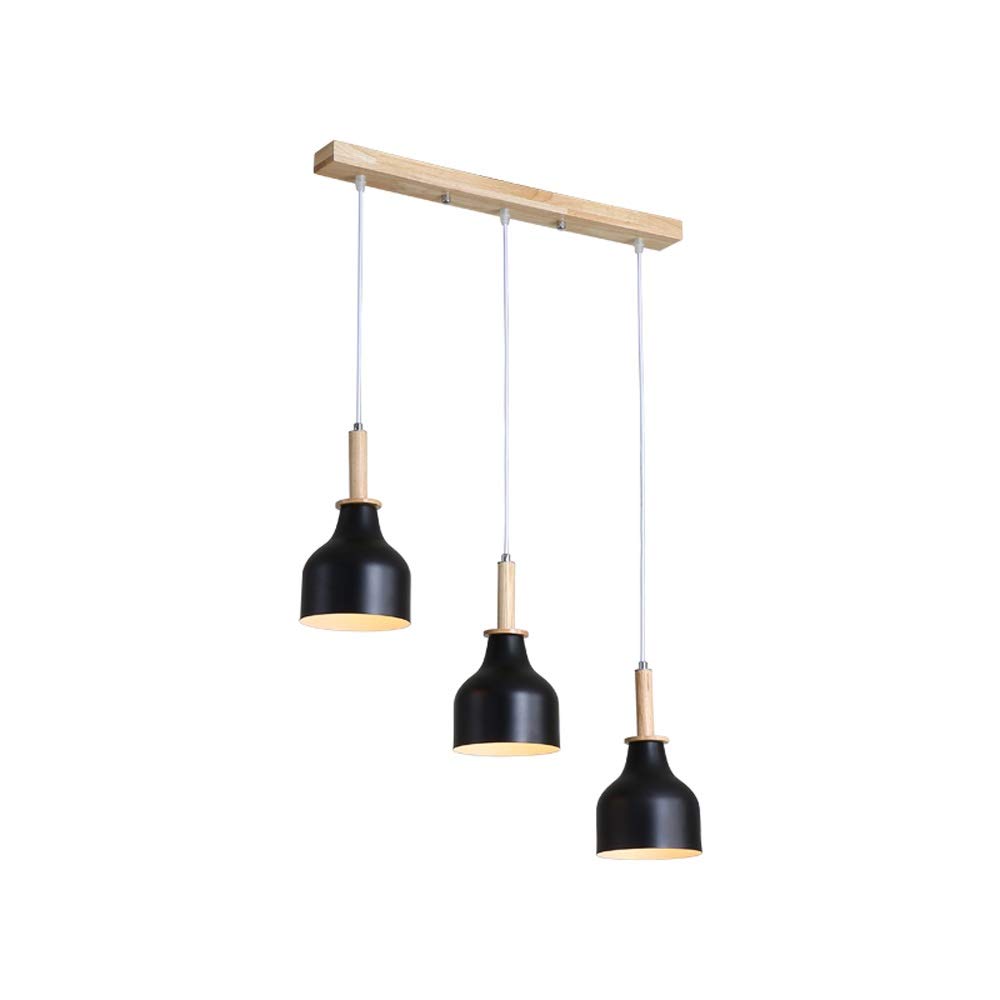 Lustre en bois et fer LED E27 au design architectural pour plafond de chambre