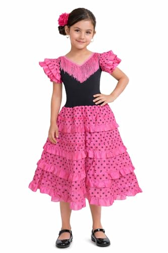 Vestido de niña para baile flamenco cómodo y ligero para aprender sevillanas a los 6 años