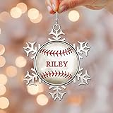 yelolyio ornamento personalizzato in metallo da baseball - ornamenti per fan sportivi souvenir per albero di natale - ciondolo personalizzato a forma di fiocco di neve da baseball decorazione per la