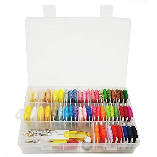 Peirich Embroidery Floss Friendship Bracelet Floss Bracelets String Kit with Organizer Storage Box 54 Colors Crafts Floss with Color Number and Floss Bobbins 38 Pcs Cross Stitch Tools