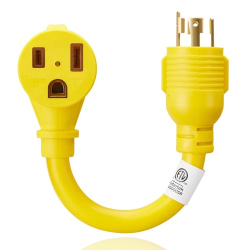 Image of Generator to Welder Adapter Cord, NEMA L14-30P to 6-50R, ETL Listed, 30 Amp Twist Lock 4 Prong to 50 Amp 3 Prong, 220V /240V Welder Plug for Generators,Welders,Job Site