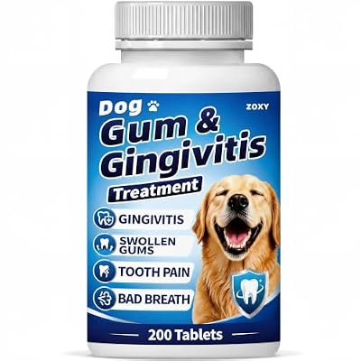 Dog Gingivitis Treatment, Gum Disease Treatment & Dog Tooth Pain Relief, Reduce Gum Swelling, Bad Breath & Oral Discomfort, 200 Tablets