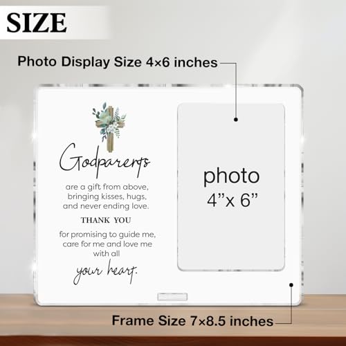 YGBF Godparents Gifts Picture Frame, Godparent Gift From Godchild, Christian Godfathers Godmothers Gifts Godparents Thank You Acrylic Photo Frames, Photo 4 x 6 Inches